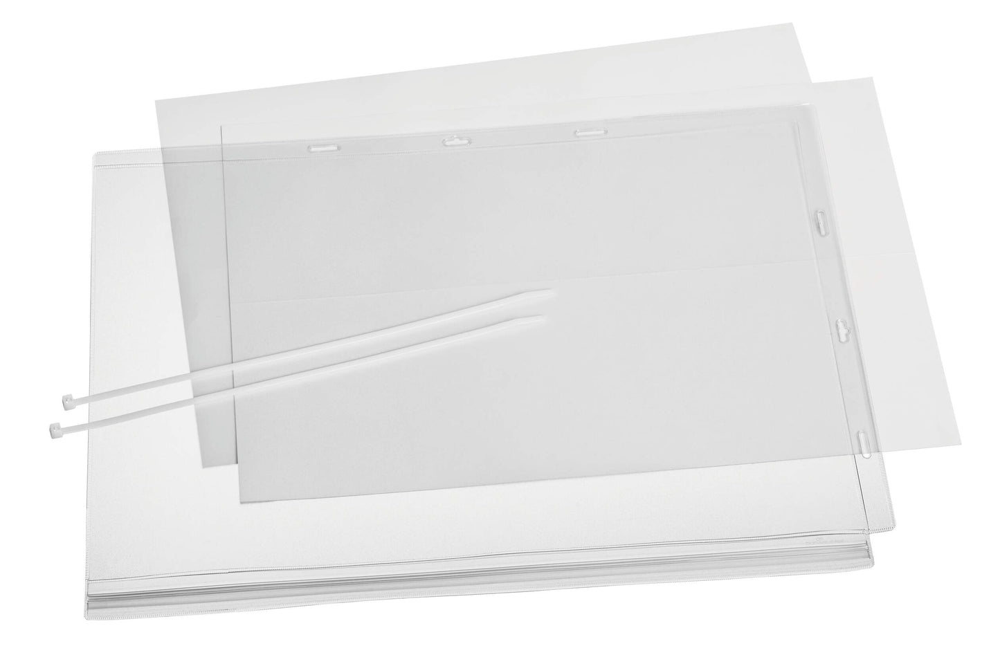 Durable Water Resistant UV Anti-Reflective Cable Tie Pockets | 5 Pack | A3 Clear