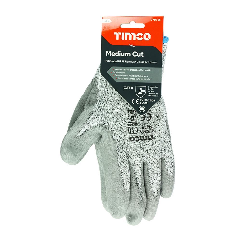 TIMCO Medium Cut B Glove PU X Large Pack 1