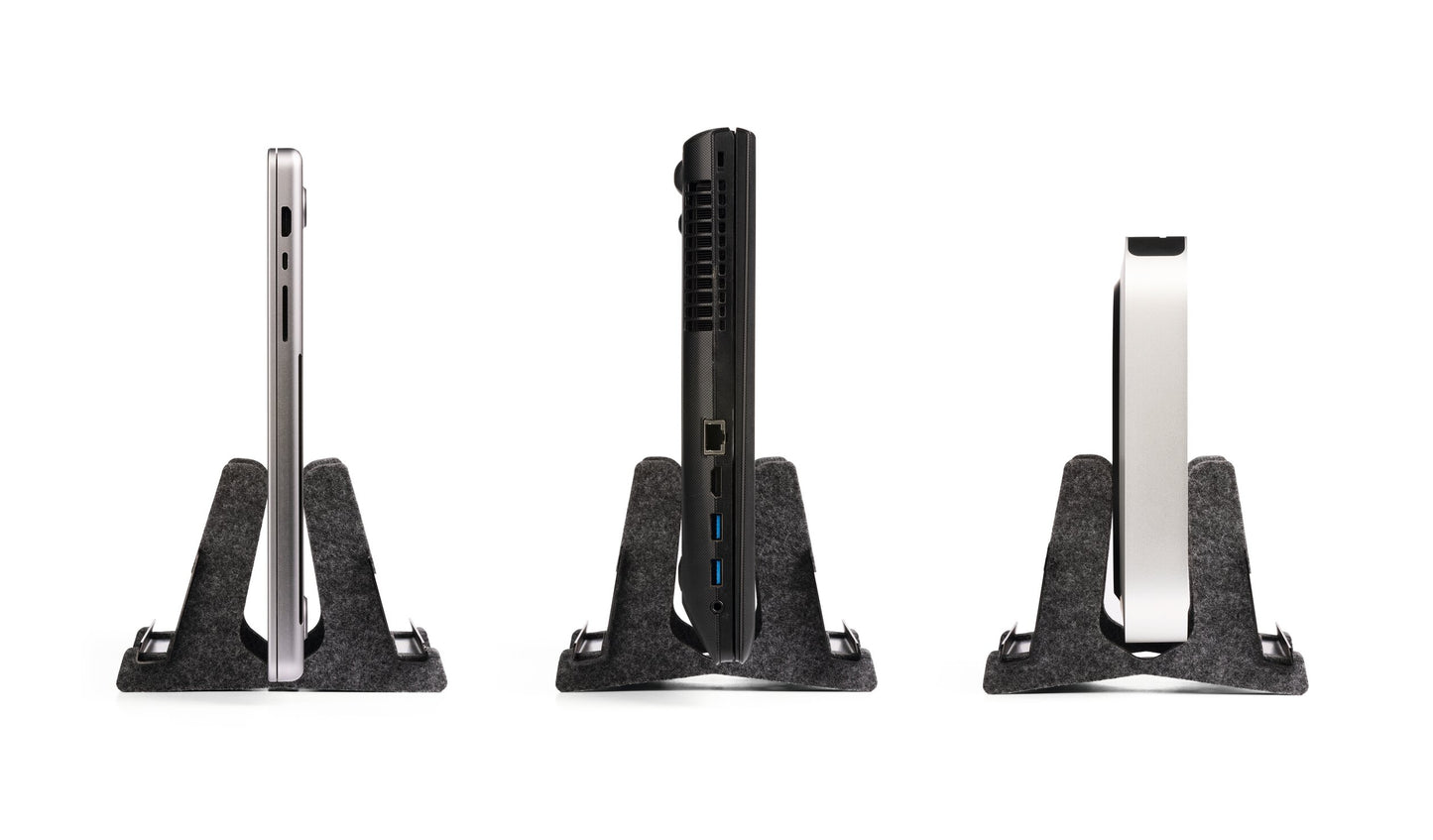 Durable Recycled Felt Vertical Laptop Stand Dock | Space Saving 3-in-1 Holder
