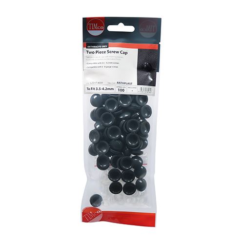 TIMCO Two Piece Screw Cap - A Grey To Fit 3.5 to 4.2 Screw Grey Pack 100