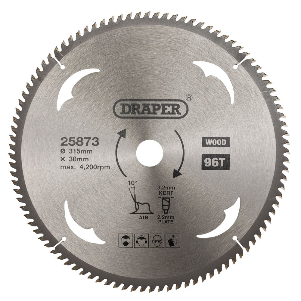 Draper TCT SAW BLADE 315MM 96T WOOD 25873 TCT Circular Saw Blade for Wood, 315 x 30mm