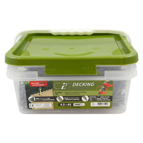 TIMCO C2 Deck-Fix TX20 CSK GRN TUB 4.5 x 65 Green Pack 1000
