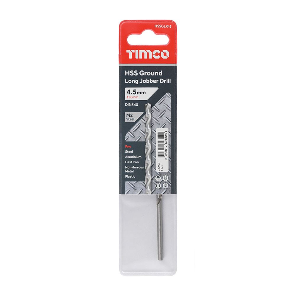 TIMCO HSS-G Long Series Drill Bit M2 4.5mm Pack 1