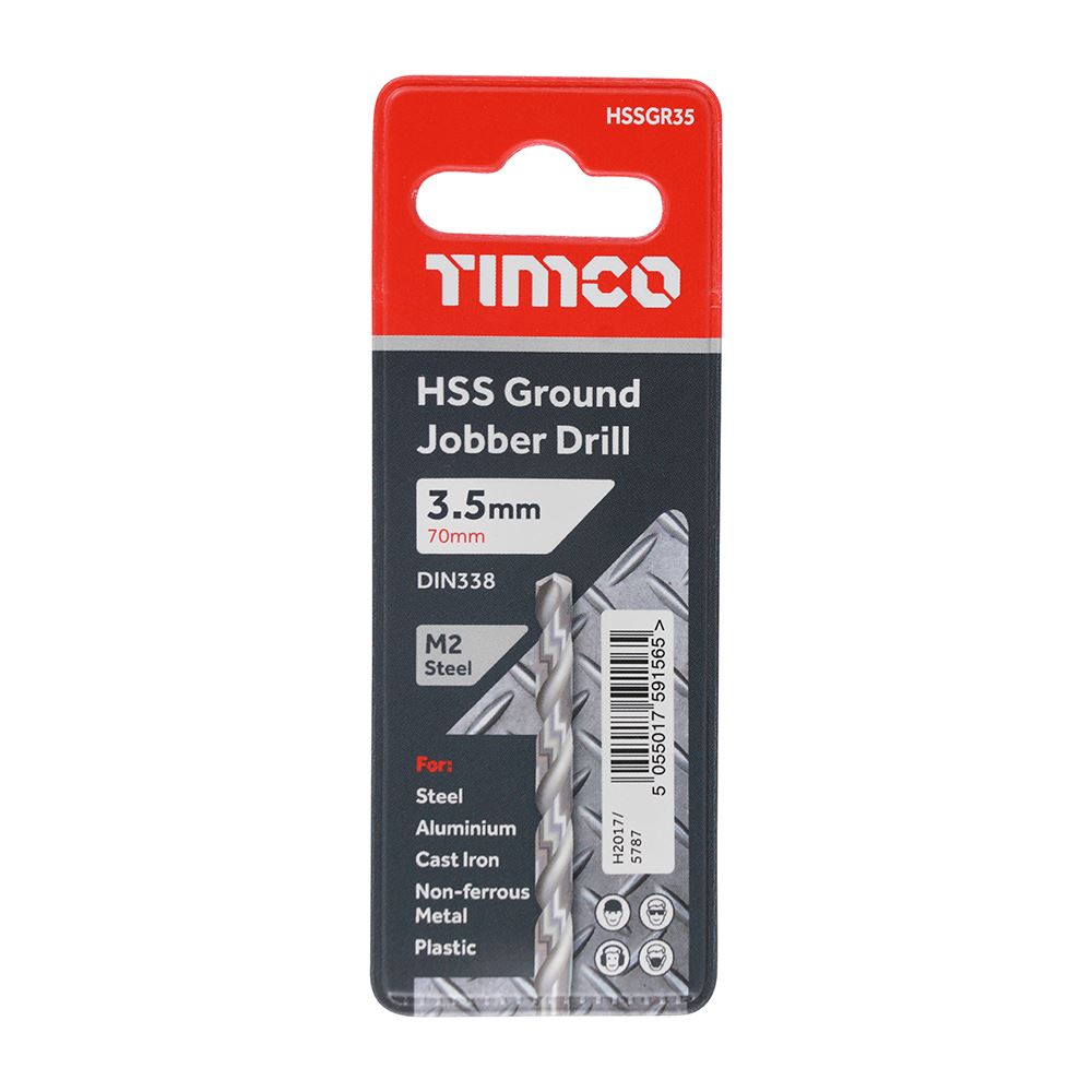 TIMCO HSS-G Jobber Drill Bit M2 3.5mm Pack 1