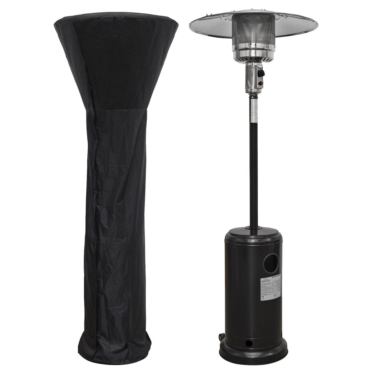 Dellonda DG220 Freestanding Gas Patio Heater 13kW with wheels for Commercial & Domestic Use, Supplied with Cover, Black | Wheels, Tip-Over Switch