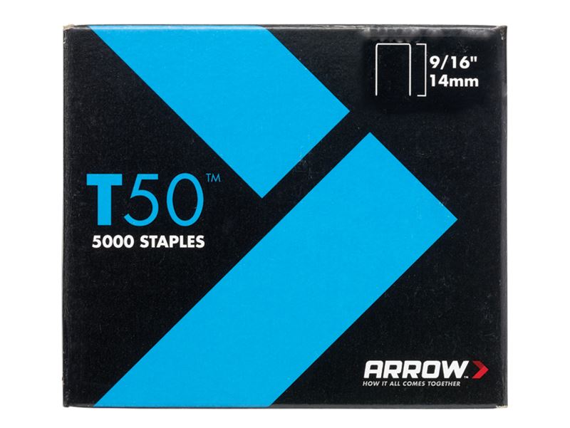 Arrow A509 T50 Staples 14mm (9/16in) Pack 5000 (4 x 1250)