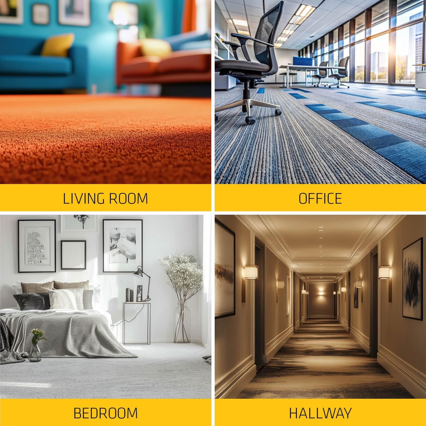 Everbuild ROLL20 Roll and Stroll Premium Carpet Protector | Self Adhesive Floor Protection for Carpets, Yellow, 600mm x 25 m