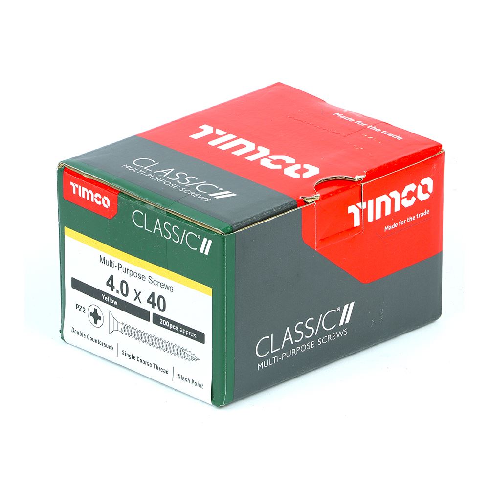 TIMCO Classic Screw PZ2 CSK ZYP 4.0 x 40 Gold Pack 200