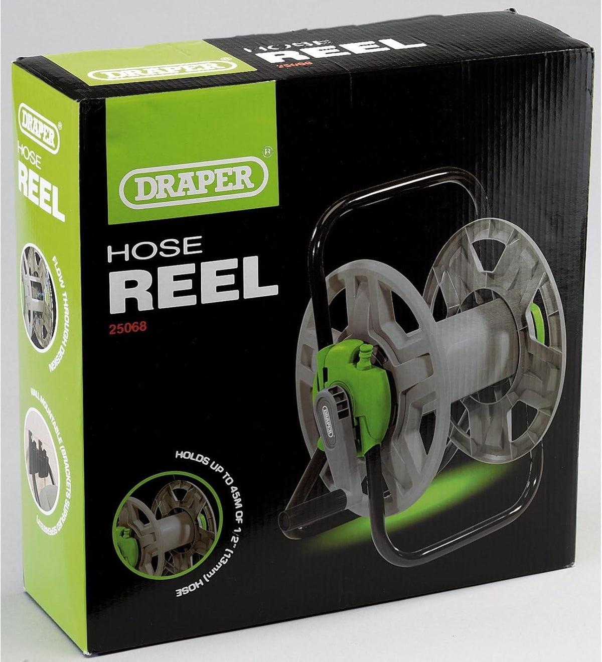 25068 Draper Garden Hose Reel Cart, 45m GWHR Hoses and Hose Reels Professional Trade DIY Workshop Garage Use