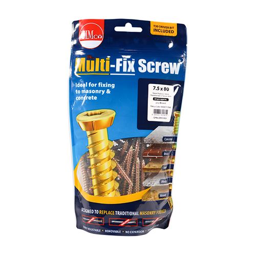 TIMCO Multi-Fix Concrete Screw - ZYP 7.5 x 80 Gold Pack 65
