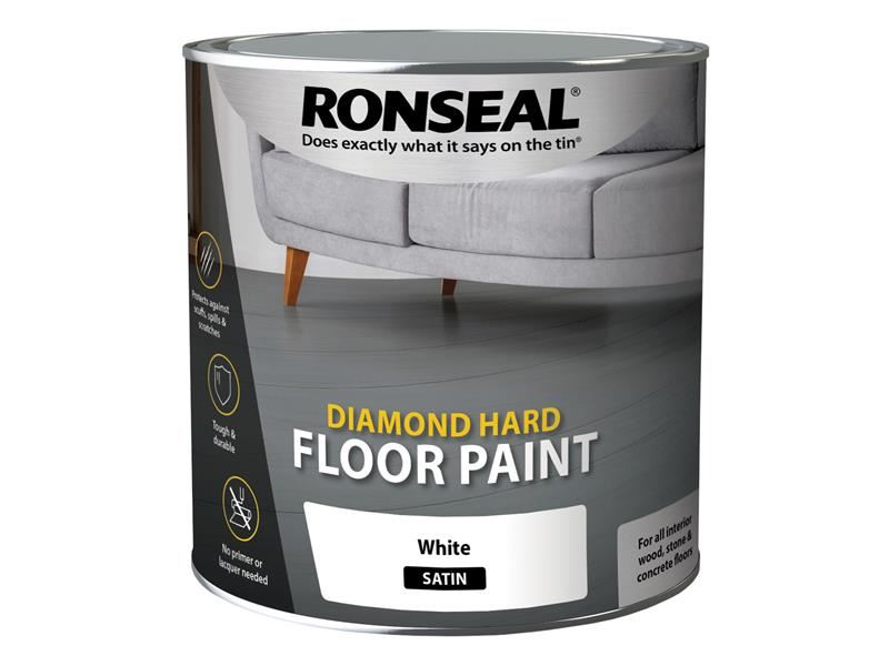 Ronseal 35753 Diamond Hard Floor Paint Satin White 2.5 litre