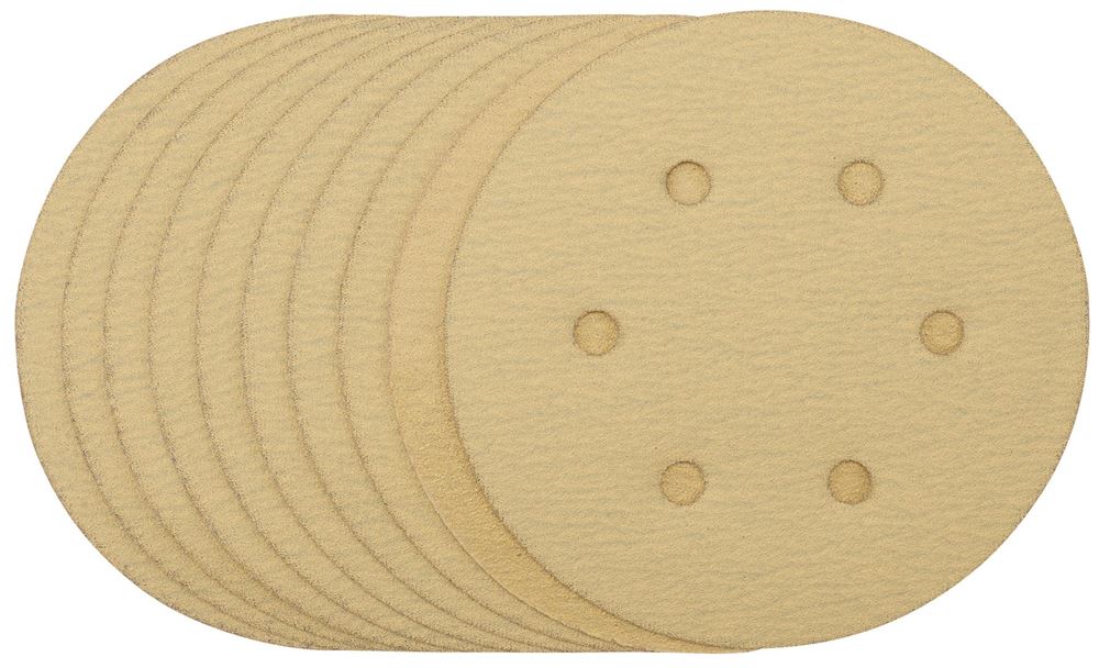 Draper 150MM GOLD SANDING DISC 120G 64025 64025 Gold Sanding Discs with Hook & Loop, 150mm (Pack of 10)