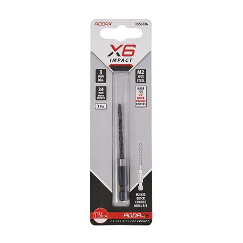 TIMCO X6 HSS Impact Drill Bits 3.0mm Pack 1