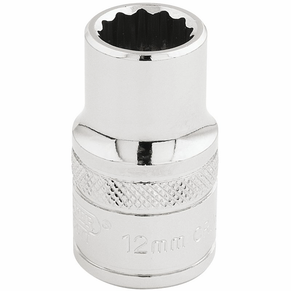Draper 12MM 12PT SOCKET 1/2DR PCKD 33097 1/2" Sq. Dr. Metric Sockets (Polished Chrome)
