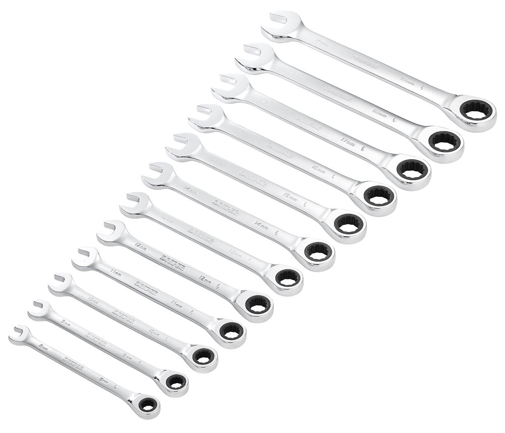 Draper 12PC RATCHETING SPANNER SET 27689 27689 HI-TORQ® Metric Ratchet Combination Spanner Set (12 Piece)