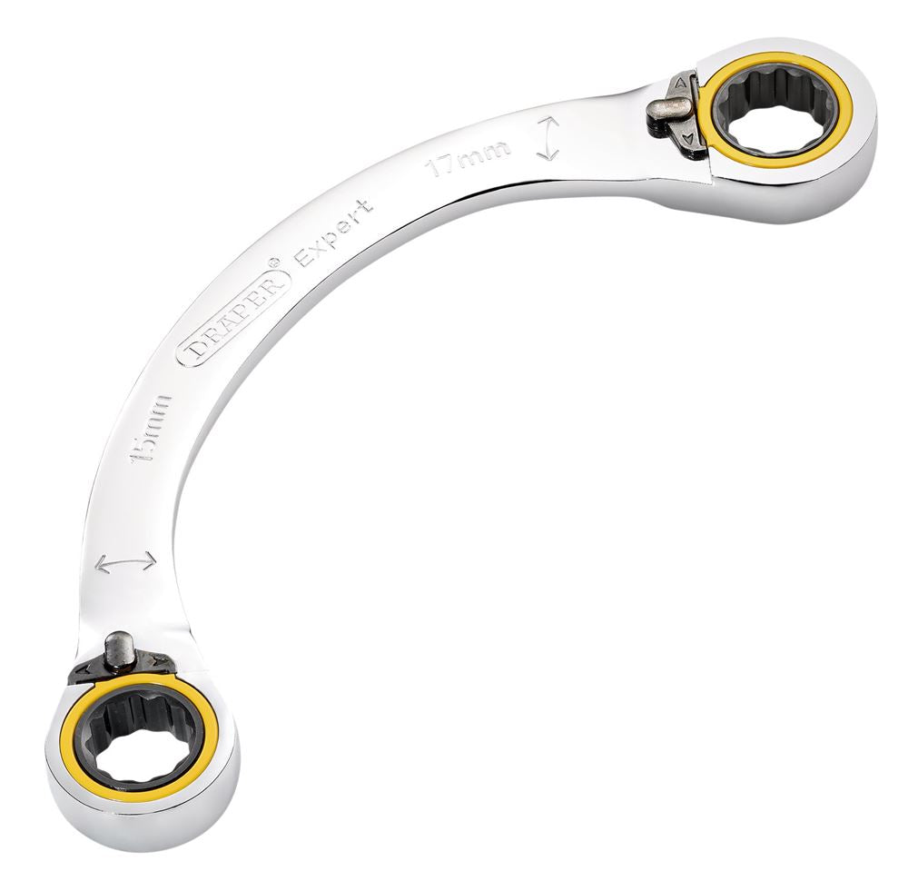 Draper 15X17MM HALF MOON RATCHET SPAN 03936 HI-TORQ® Double Ring Ratchet Half Moon Spanners