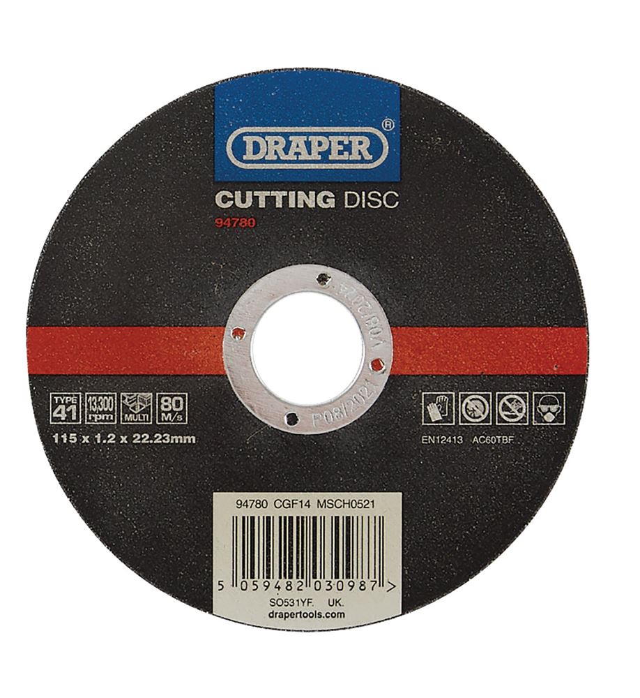 Draper CUT/DISC MULTI - 115X1.2MM 94780 Multi-Purpose Cutting Disc, 115 x 1.2 x 22.23mm