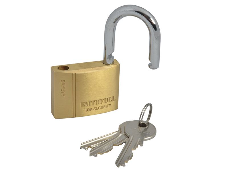 Faithfull FAIPLB50 Brass Padlock 50mm 3 Keys |