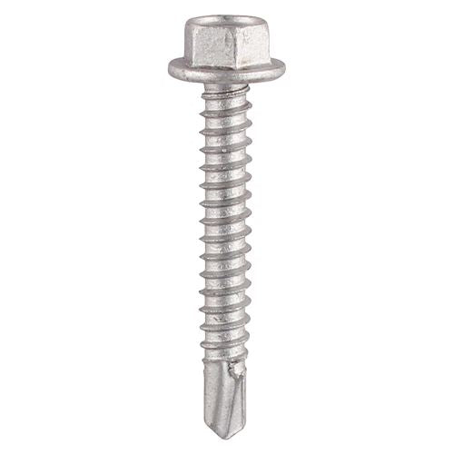 TIMCO Hex Screw S/DRILL No3 EXT 5.5 x 19 Silver Pack 100