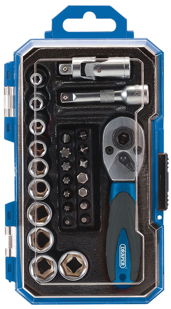 04778 Draper Metric Socket Set, 1/4 Sq. Dr. (27 Piece) 1/4SS27 1/4 Socket Sets Professional Trade DIY Workshop Garage Use