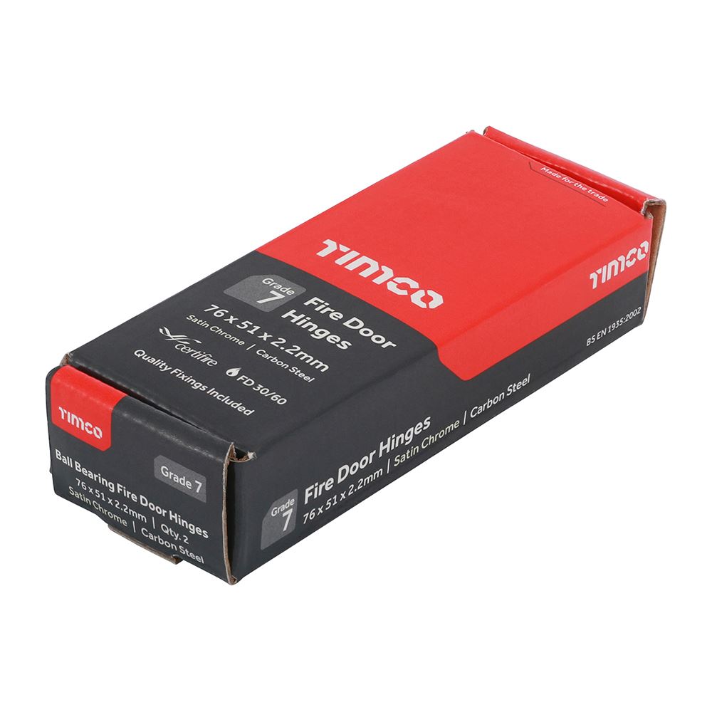 TIMCO 7 Fire Door Hinge SC 76 x 51 x 2.2 Pack 2