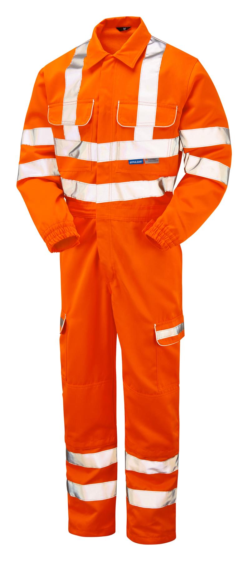 Pulsar PR339 Hi Vis Orange Combat Coverall Boiler Suit RIS-3279-TOM Rail Workwear