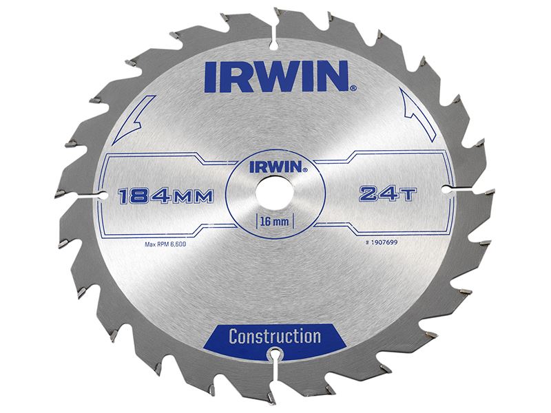 IRWIN� 1907699 Construction Circular Saw Blade 184 x 16mm x 24T ATB