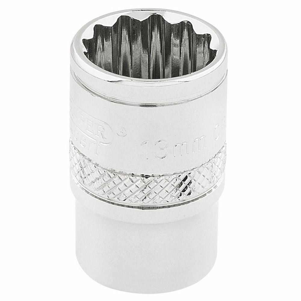 Draper 13MM 12POINT SOCKET 3/8DR-PCKD 32776 3/8" Sq. Dr. Metric Sockets (Polished Chrome)