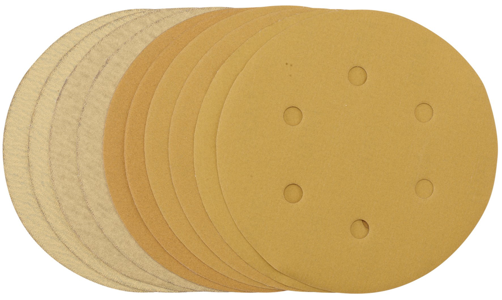 Draper 150MM GOLD SANDING DISC ASSRT 64284 64284 Gold Sanding Discs with Hook & Loop, 150mm (Pack of 10)
