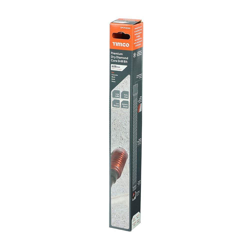 TIMCO Dry Diamond Core Bit 28 x 300mm Pack 1