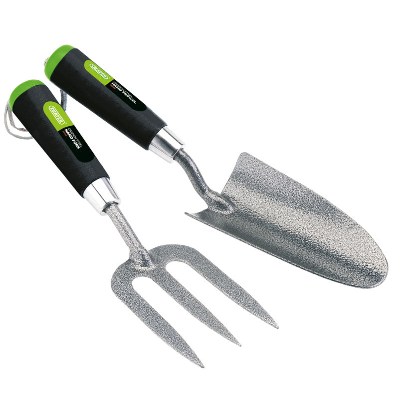 Draper Gardeners Carbon Steel Hand Fork and Trowel Set Garden Tool Gardening