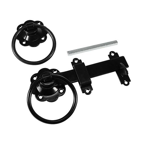 TIMCO Ring Gate Latch - Plain Black 6" Black Pack 1