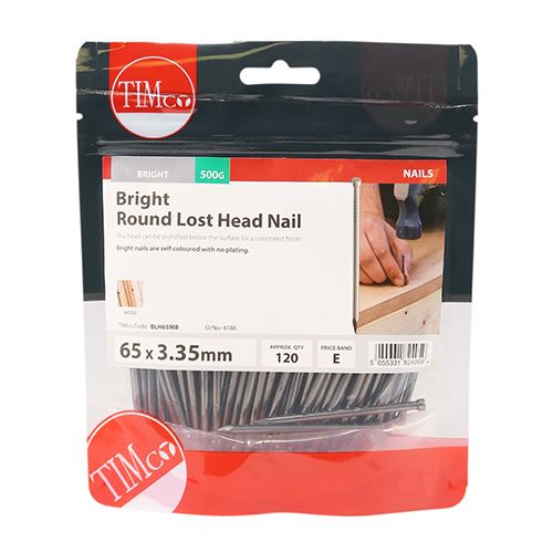 TIMCO Round Lost Head Nail - Bright 65 x 3.35 Pack 0.5