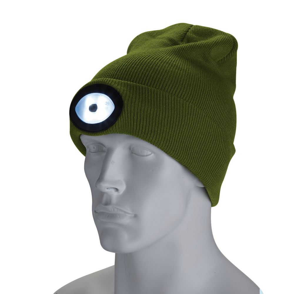 10018 Draper Beanie Hat with Rechargeable Torch, One Size, 1W, 100 Lumens, Green BT-GR Work Light Head Lamps Professional Trade DIY Workshop Garage