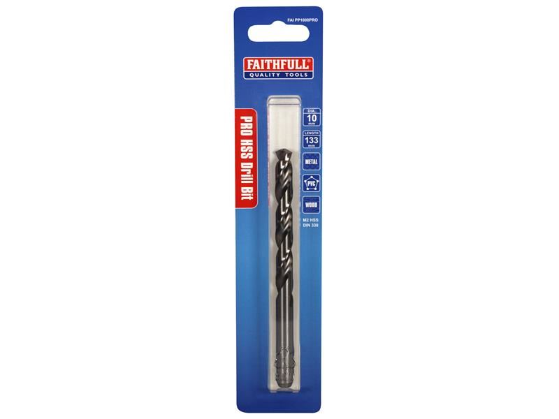Faithfull FAIPP1000PRO Professional HSS Jobber Drill Bit Pre Pack 10.00mm OL:132mm WL:83mm |
