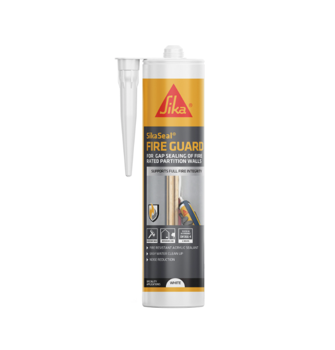 Sika Fire Guard Intumescent Acrylic Fire Resistant Sealant White 300ml for Fire Stopping Construction Joints Walls Floors and Service Penetrations