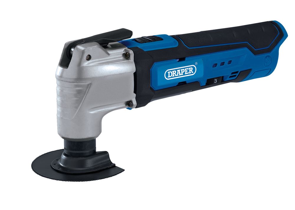 19392 Draper 12V Oscillating Multi-Tool (33 Piece), 1 x Battery, 1.5Ah, 1 x Fast Charg Oscillating Multi Tools Professional Trade DIY Workshop Garag