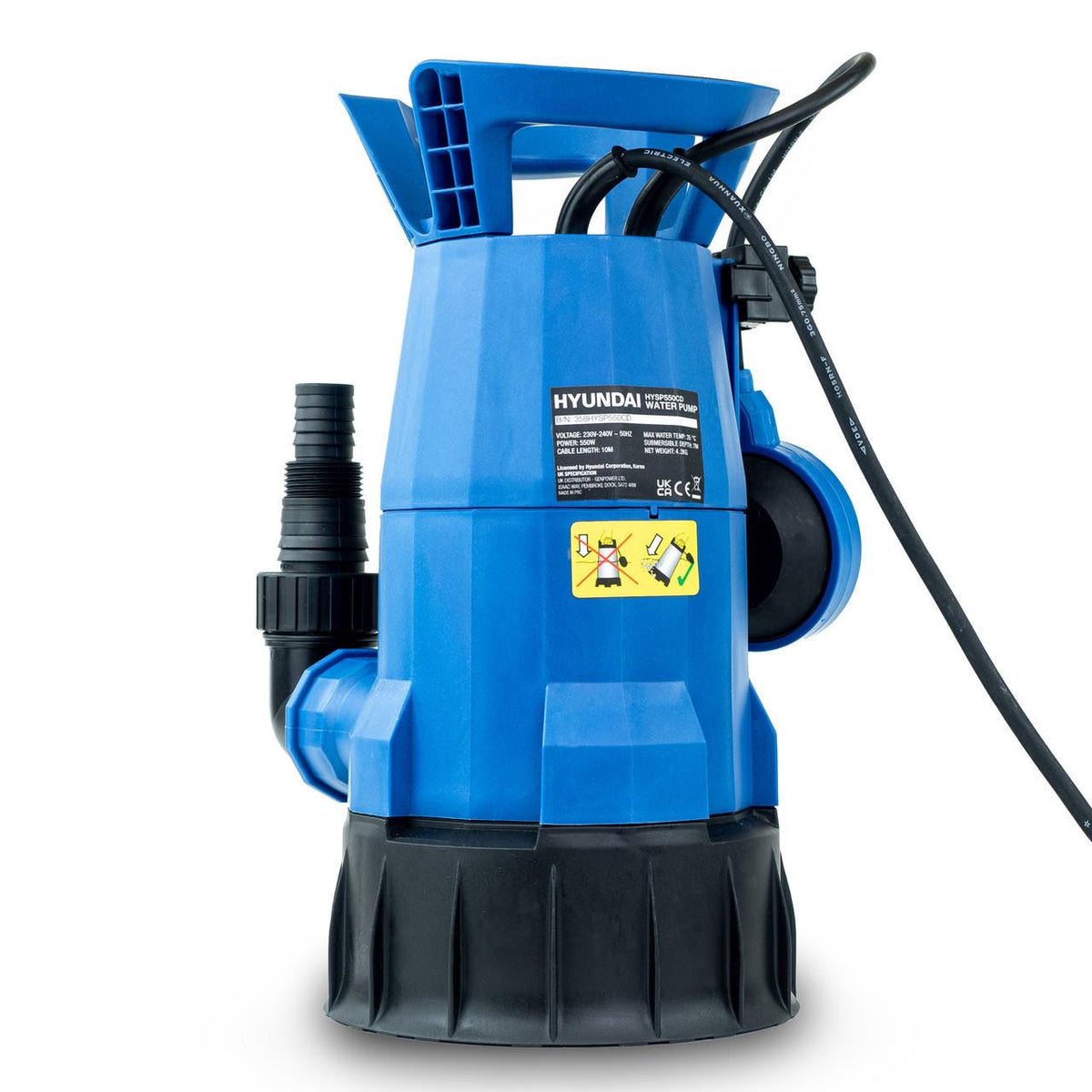Hyundai HYSP550CD Electric Water Pump 550W Clean Dirty Water Transfer Pump Drainage Pump Drainage Transfer Pump