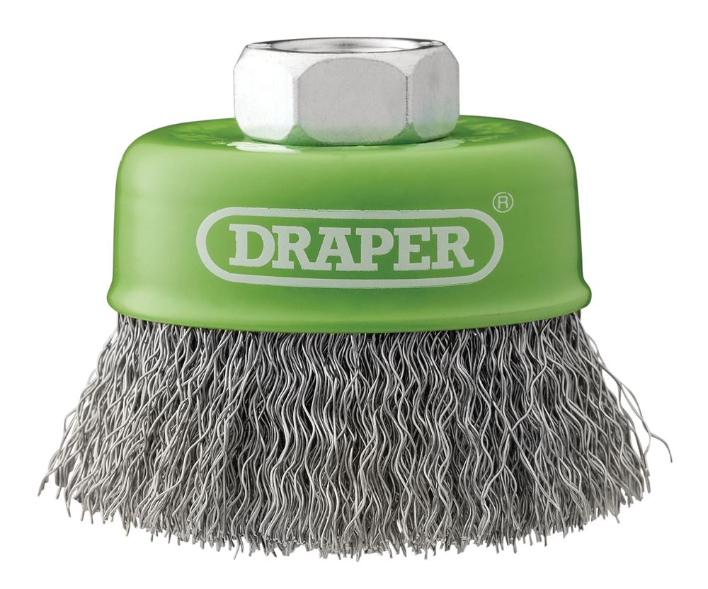 Draper 65MM CUP BRUSH STAINLESS M14 08051 Stainless-Steel Crimped Wire Cup Brushes, M14