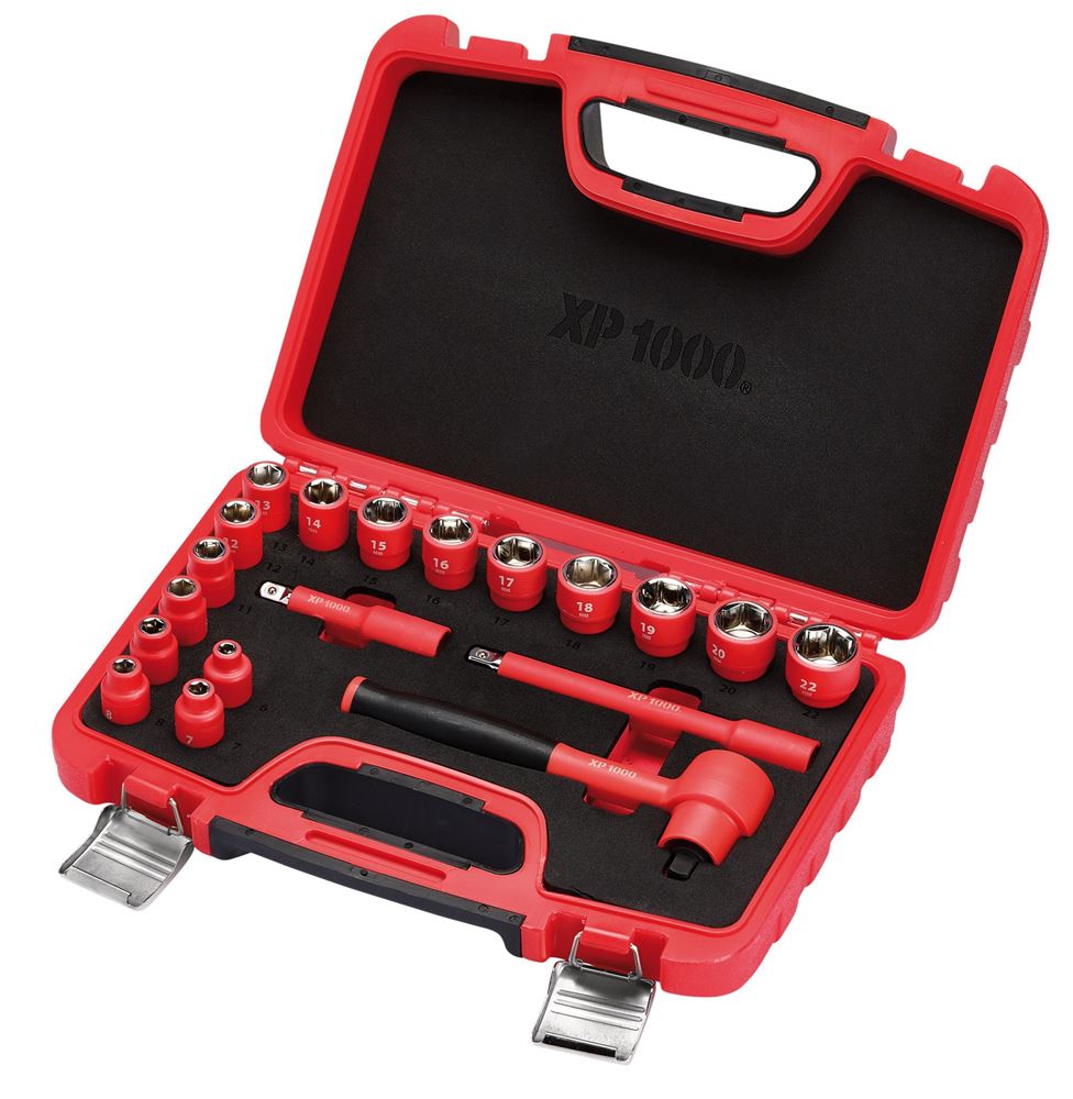 Draper XP1000 19PC 3/8 VDE SOCKET SET XP1000® VDE Metric Socket Set, 3/8" Sq. Dr. (19 Piece)