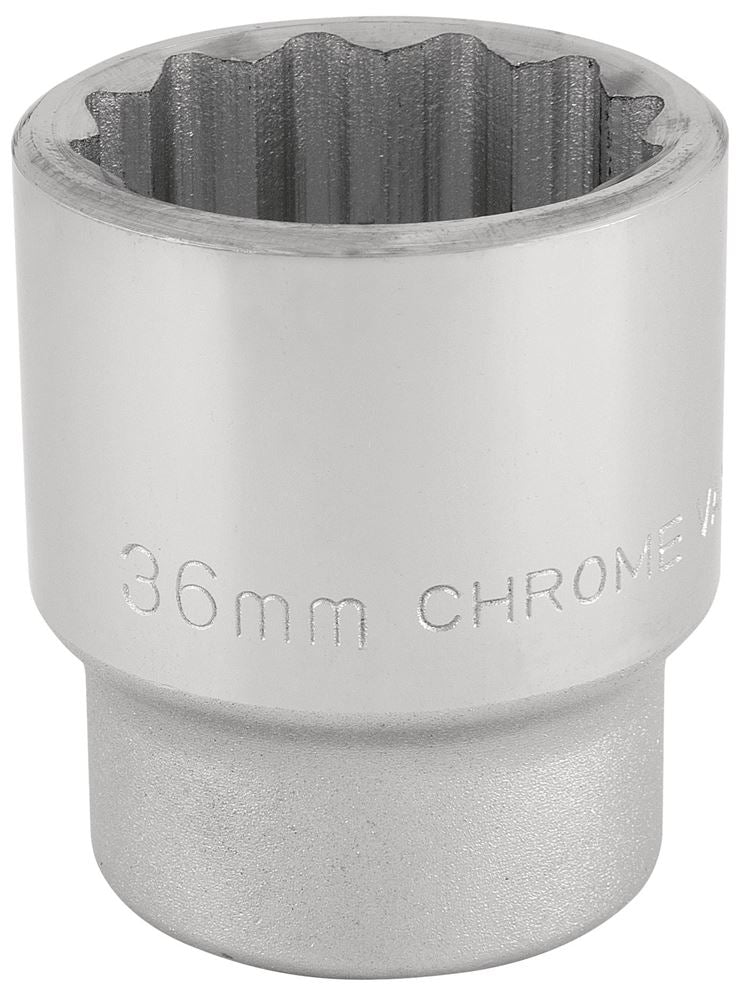 Draper 36MM 12PT SOCKET 3/4DR BULK 16701 3/4" Sq. Dr. Metric Sockets (Polished Chrome)