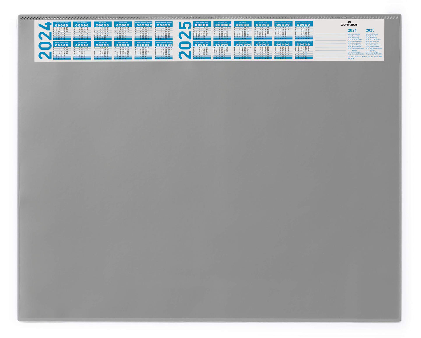Durable Clear Overlay Calander PC Desk Pad Protector Mat | 65x52 cm | Grey