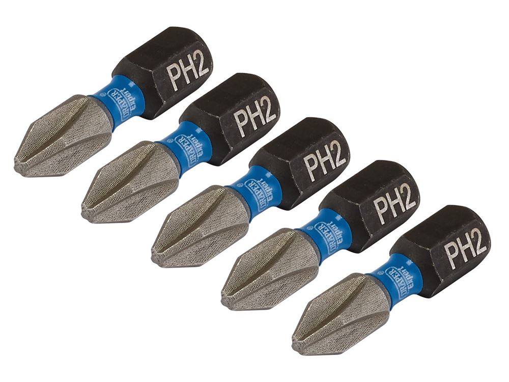 Draper PH2X25MM IMPACT S/D BIT 5PK 04935 Cross Slot/PH Type Impact Screwdriver Bits, 1/4" Hex