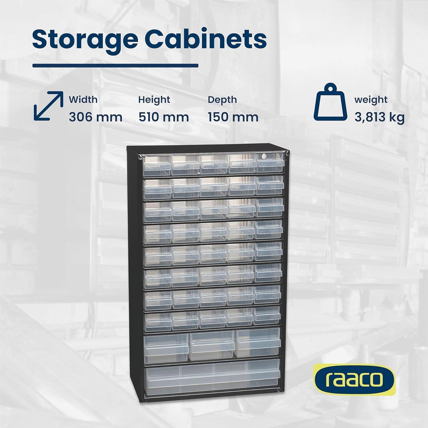 Raaco 126762 C11-44 Metal Cabinet 44 Drawer