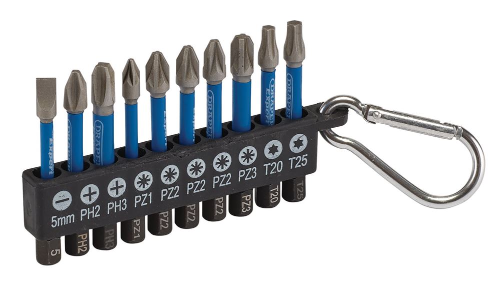 Draper 10PC IMPACT S/DRIVER SET 04933 Impact Screwdriver Bit Set, 50mm, 1/4" Hex (10 Piece)