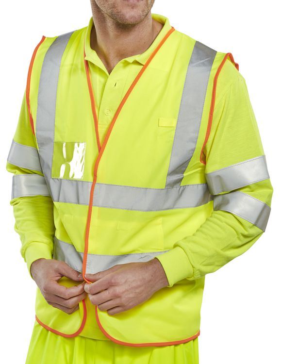 Beeswift BSafe Hi Vis Vest Class 2 Yellow Reflective Safety Waistcoat