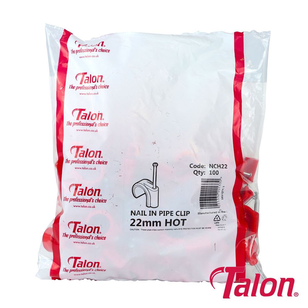 TIMCO Nail In Pipe Clip - Red 22mm Red Pack 100