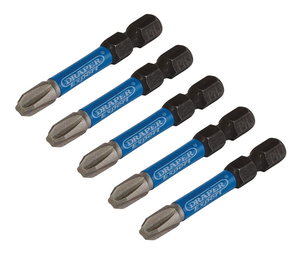 Draper PH3X50MM IMPACT S/D BIT 5PK 05645 Cross Slot/PH Type Impact Screwdriver Bits, 1/4" Hex