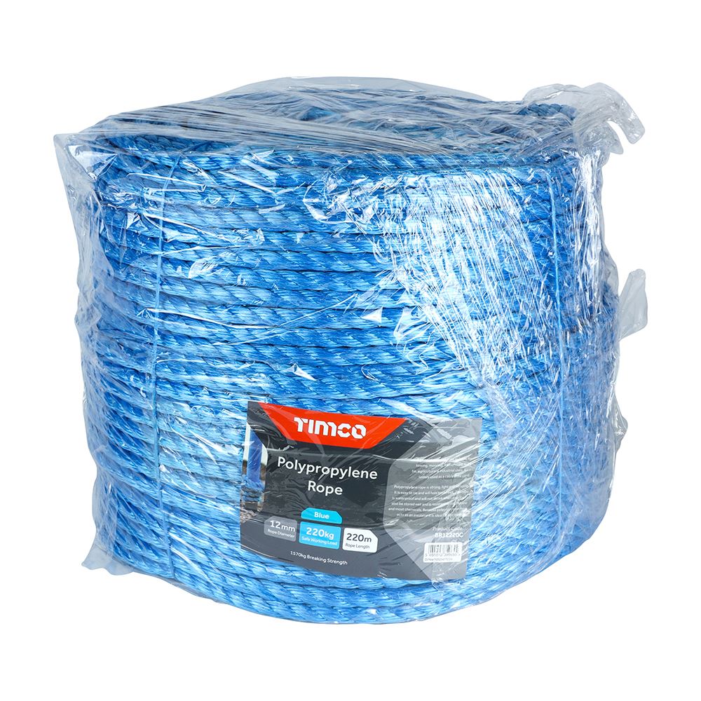 TIMCO Blue Poly Rope - Long Coil 12mm x 220m Blue Pack 1