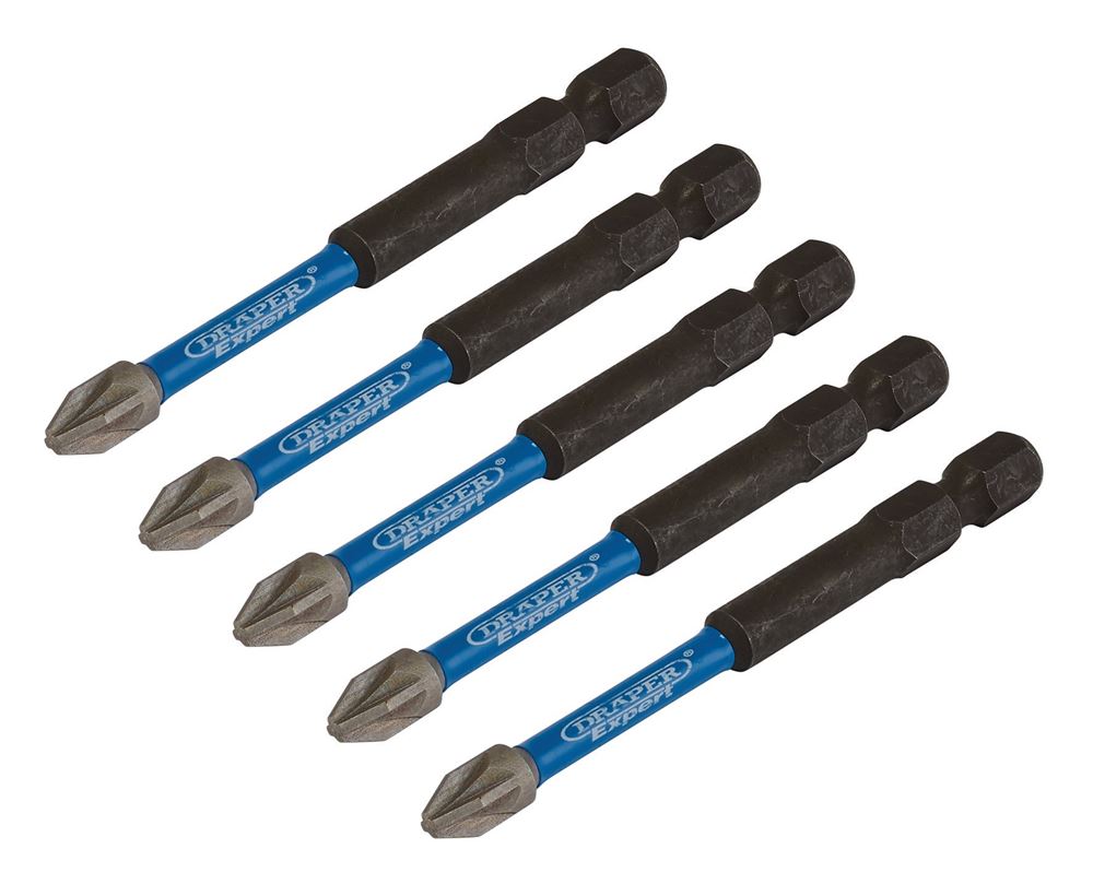 Draper PZ2X75MM IMPACT S/D BIT 5PK 05675 PZ-Type Impact Screwdriver Bits, 1/4" Hex